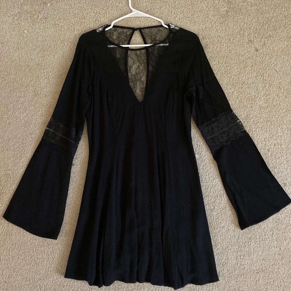 Tobi black dress with lace accents